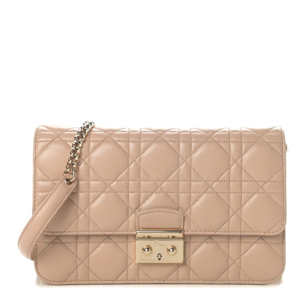 Miss Dior Promenade Lambskin beige handbag cannage